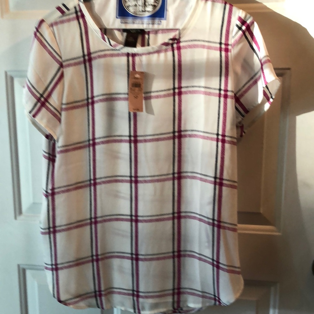 NWT - cream color with burgundy and black stripe